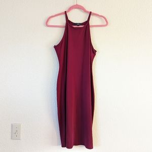 Maroon Bodycon Halter Dress